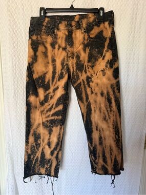 Custom Levi’s 511 Bleached Cropped Jeans Raw Hem 32W x 21 Inseam